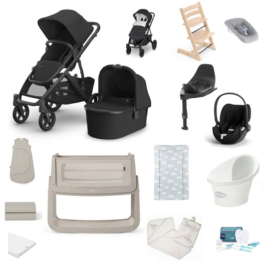 UPPAbaby Vista V3 Pushchair & carrycot in jake, complete with all babies essential including car seat, tripp trapp highchair, crib and bath.