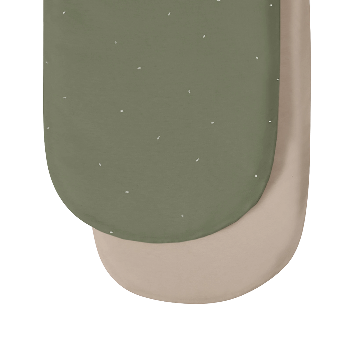 Little green sheep organic moses basket bundle in juniper green, including folding stand, sheets and mattress protector.