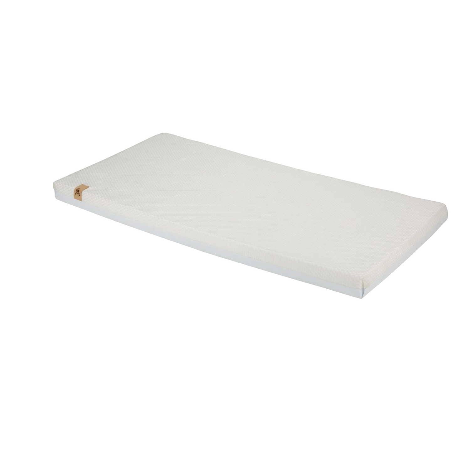Cot bed with adjustable heights in stone colour, complete with lullaby mattress.