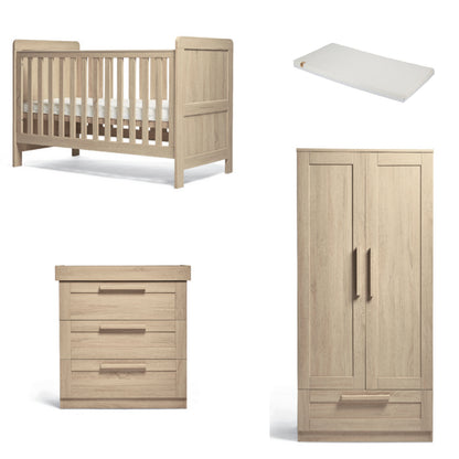 Mamas and Papas 3 piece bundle with cot bed, dresser and a wardrobe with CuddleCo Lullaby Mattress
