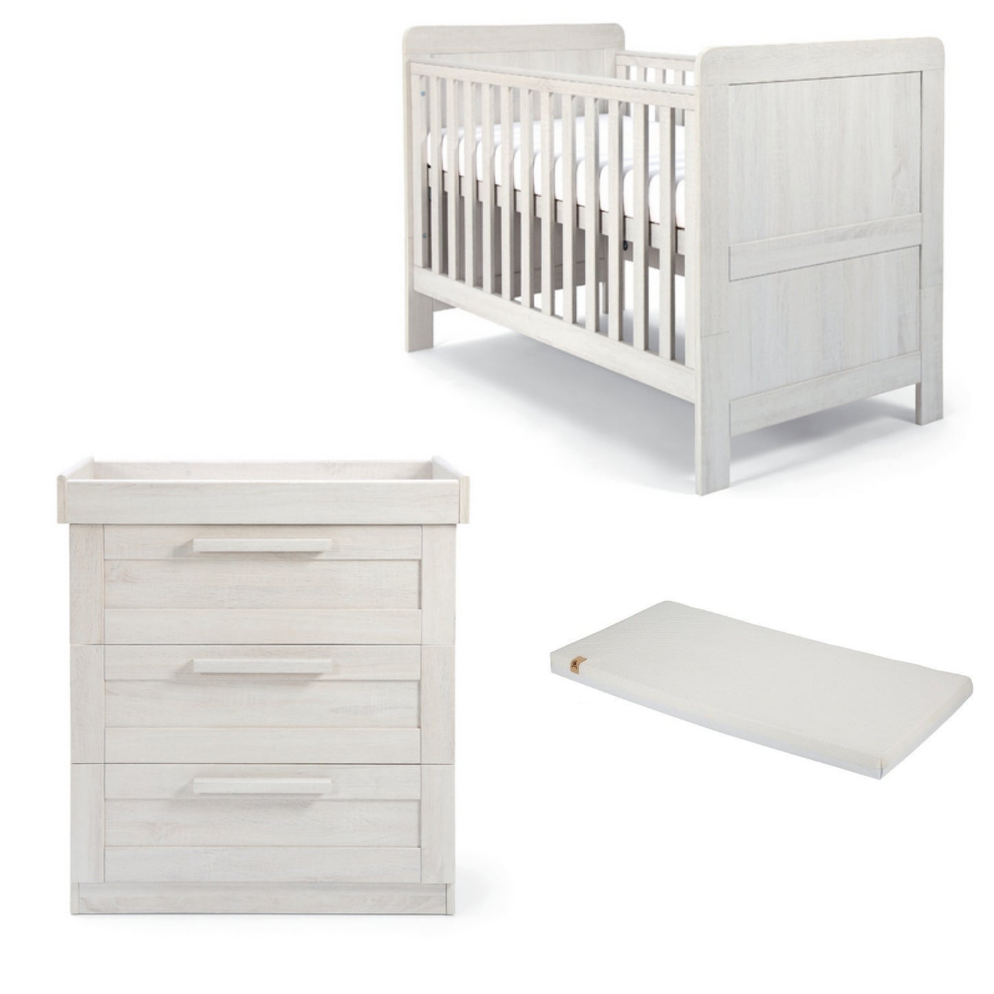 Mamas and Papas 2 piece bundle in nimbus white with CuddleCo Lullaby Mattress