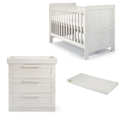 Mamas and Papas 2 piece bundle in nimbus white with CuddleCo Lullaby Mattress