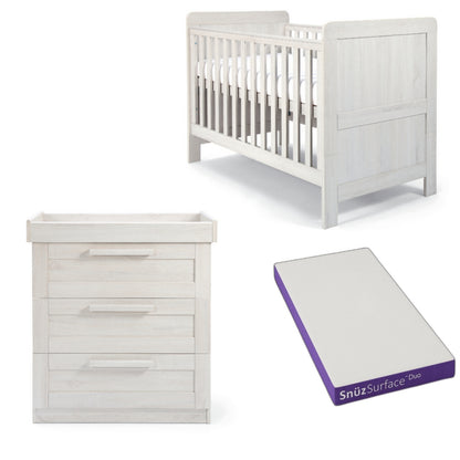 Mamas and Papas 2 piece bundle in nimbus white With SnuzDuo Mattress