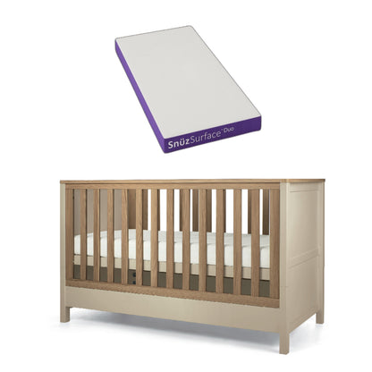 Mamas & Papas cot bed in cashmere with a Snuz Duo Mattress