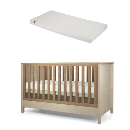 Mamas & Papas cot bed in cashmere with cuddleco lullaby mattress