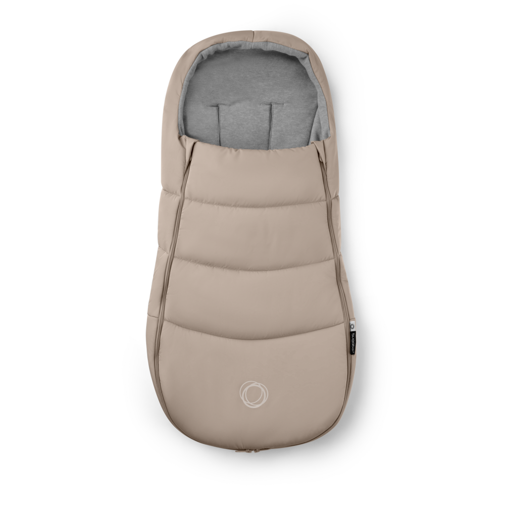 Bugaboo Universal footmuff in desert taupe colourway.