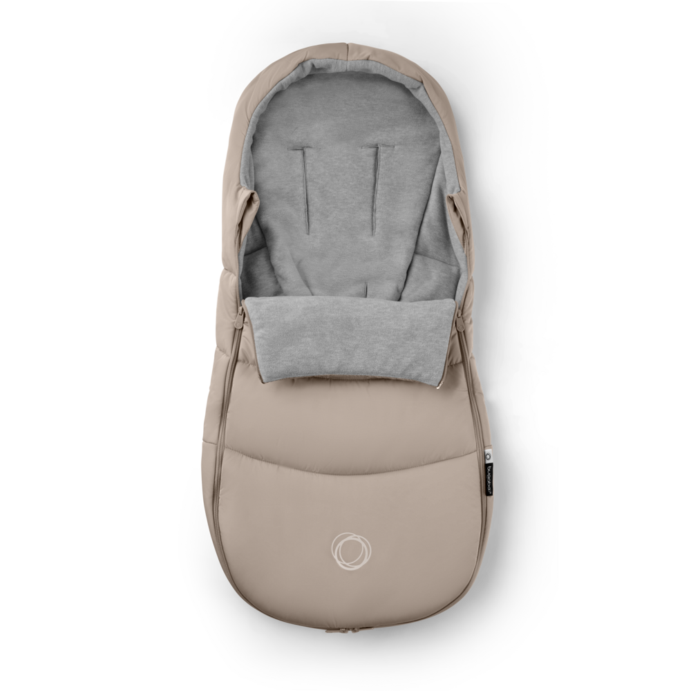Bugaboo Universal footmuff in desert taupe colourway.