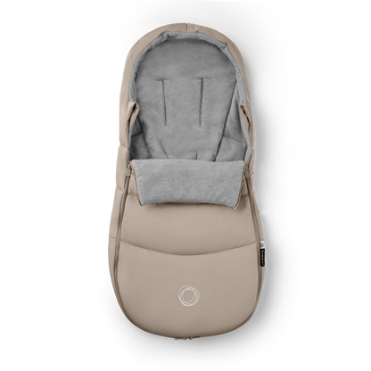 Bugaboo Universal footmuff in desert taupe colourway.
