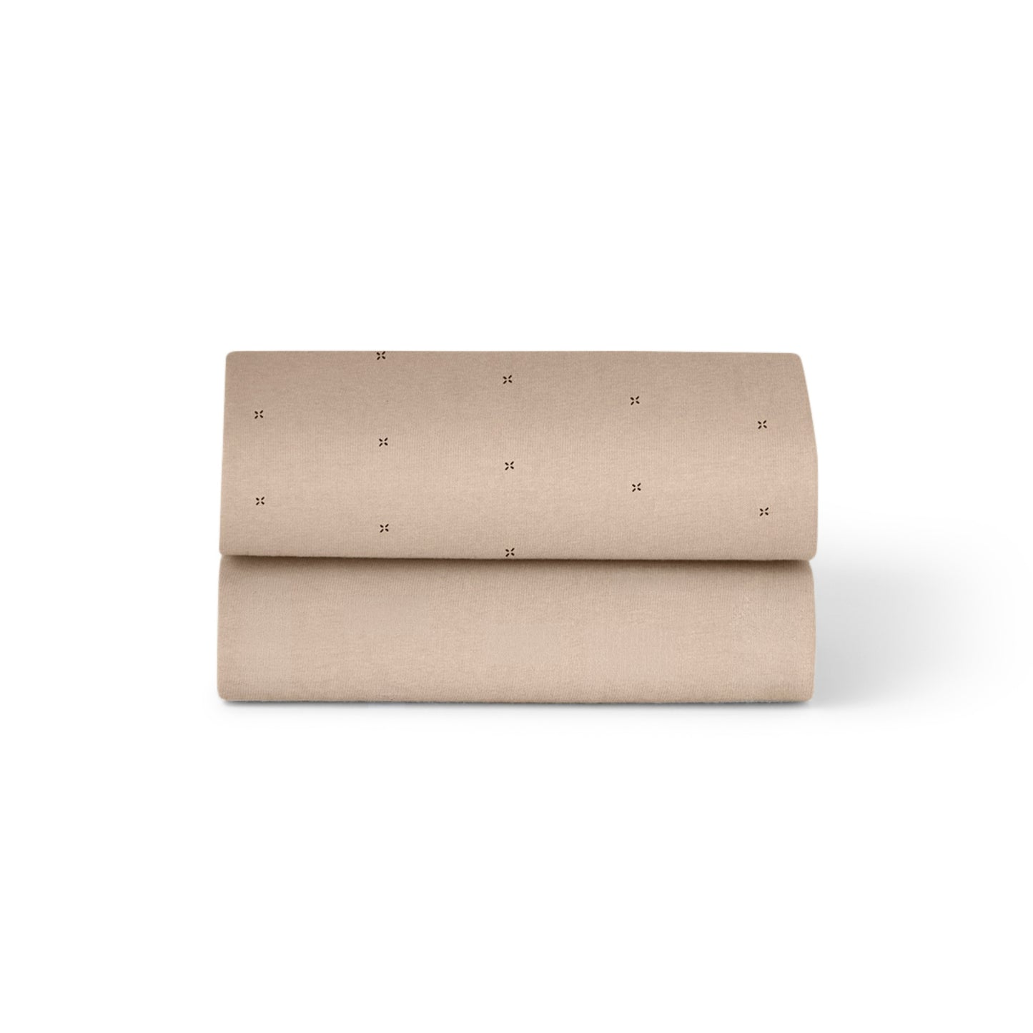 Snuzpod crib sheets in mocha brown with cross colour.