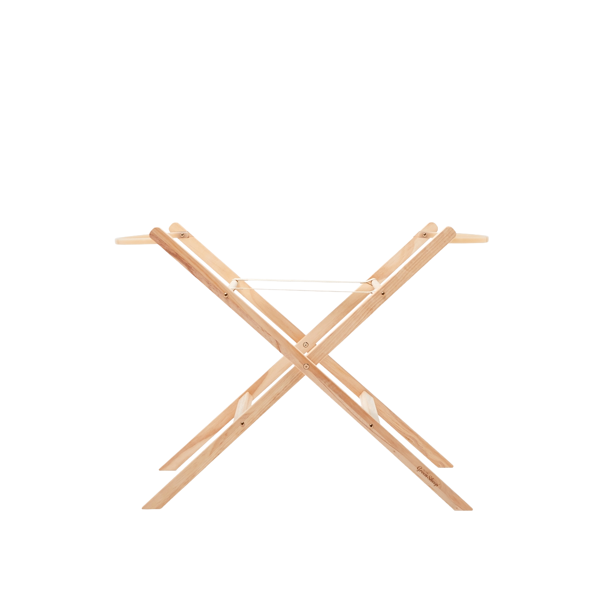 Little green sheep organic moses basket bundle in juniper green, including folding stand, sheets and mattress protector.