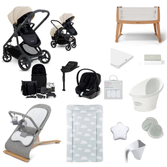 iCandy Orange 4 Pushchair & carrycot in Latte, complete with all babies essential including car seat, crib, bath and bath time accessories.