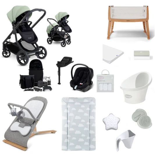 iCandy Orange 4 Pushchair & carrycot in Pistachio, complete with all babies essential including car seat, crib, bath and bath time accessories.