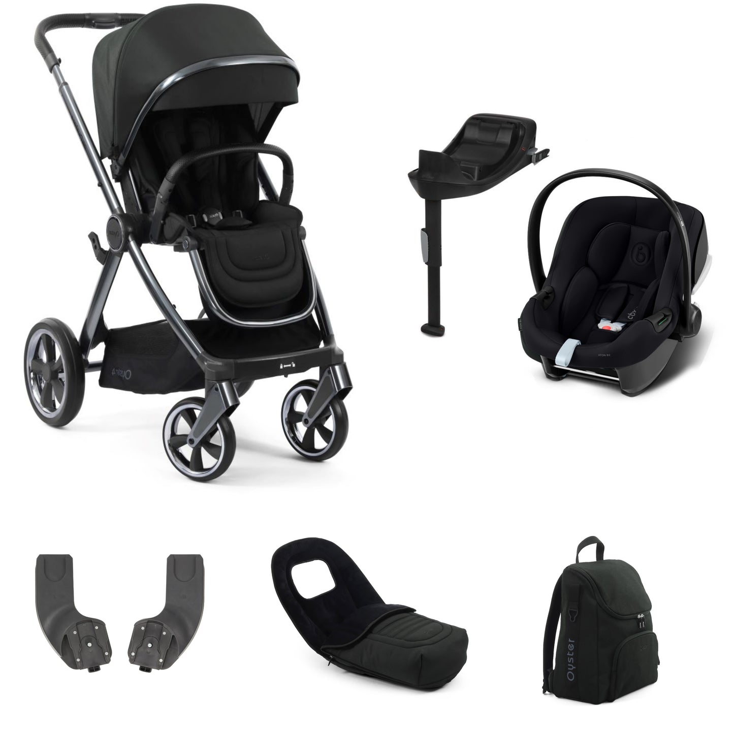 Oyster 4 Stroller Black Olive with atonb2 car seat