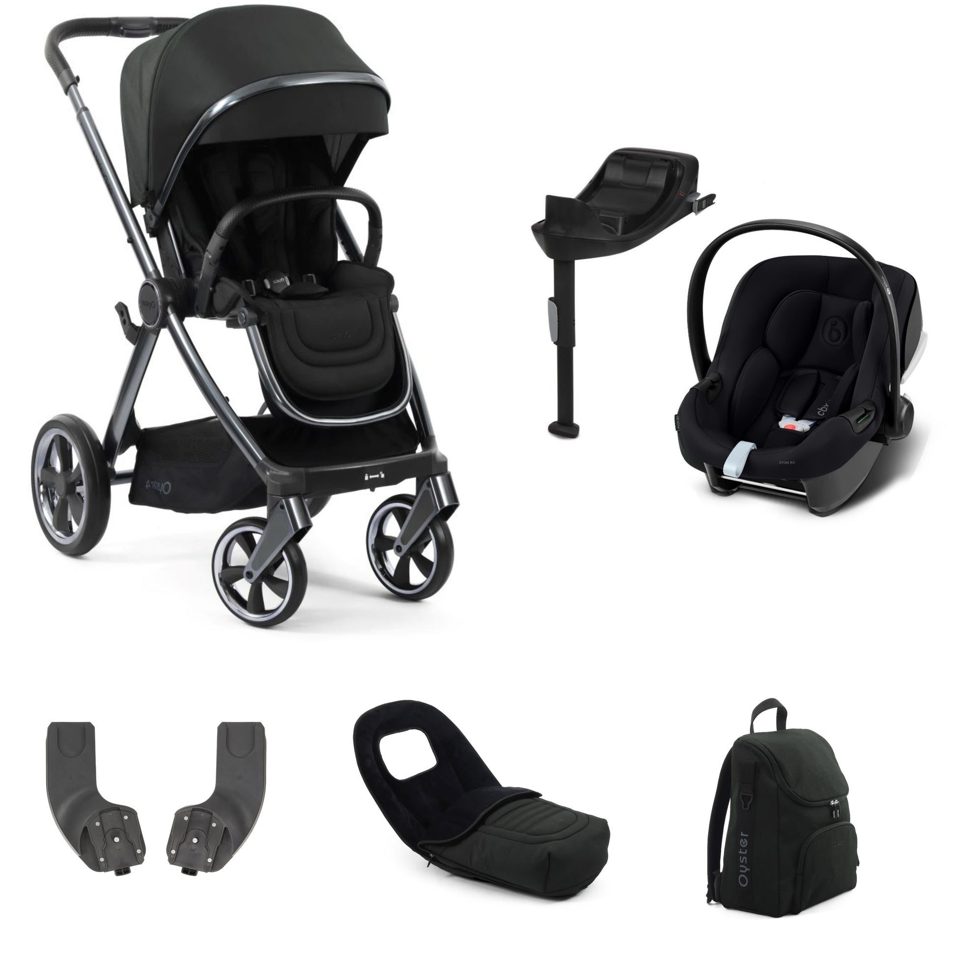 Oyster 4 Stroller Black Olive with atonb2 car seat
