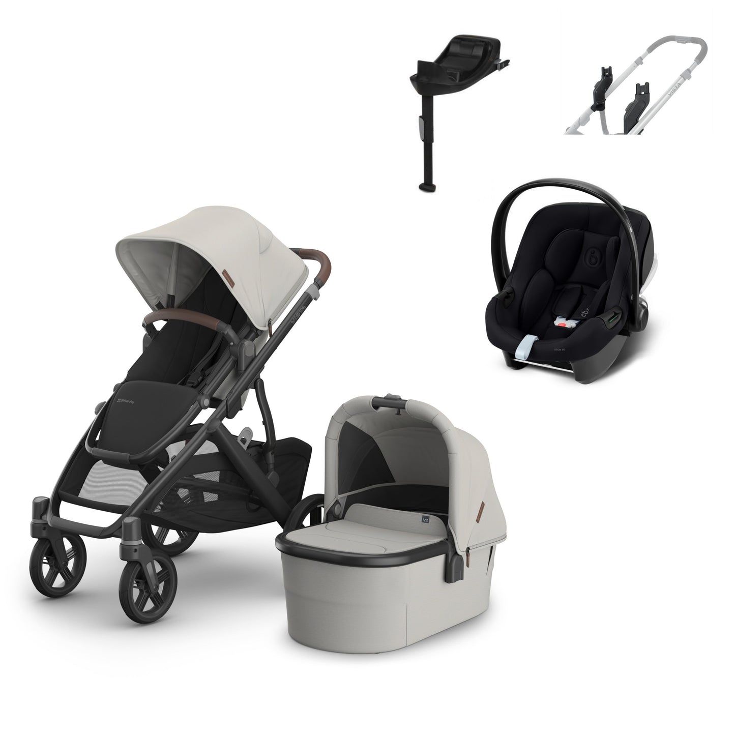 UPPAbaby Vista v3 Savannah  aton b2 bundle with footmuff 