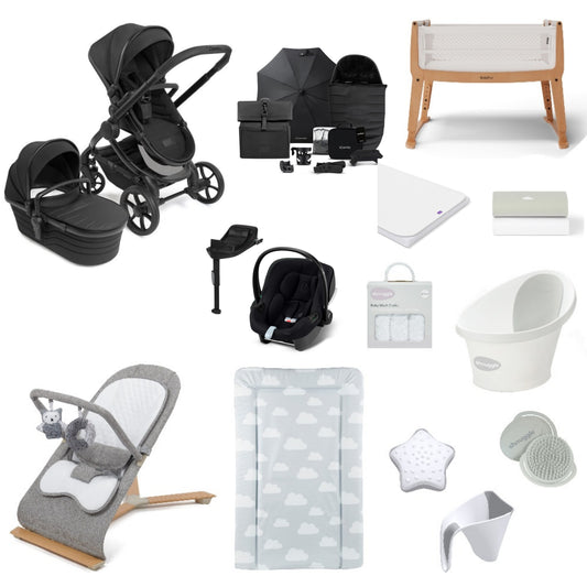 iCandy Peach 7 Pushchair & carrycot in STUDIO with accessories, complete with all babies essential including car seat, crib, bath and bath time accessories.