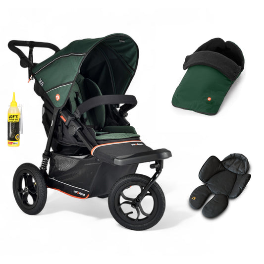 Out N About single V6 nipper in sycamore green with footmuff and newborn insert