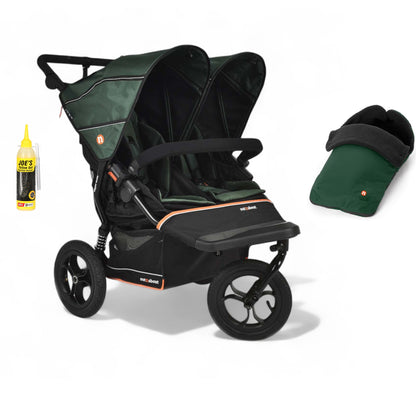 Out N About double nipper v6  sycamore green with 1 footmuff