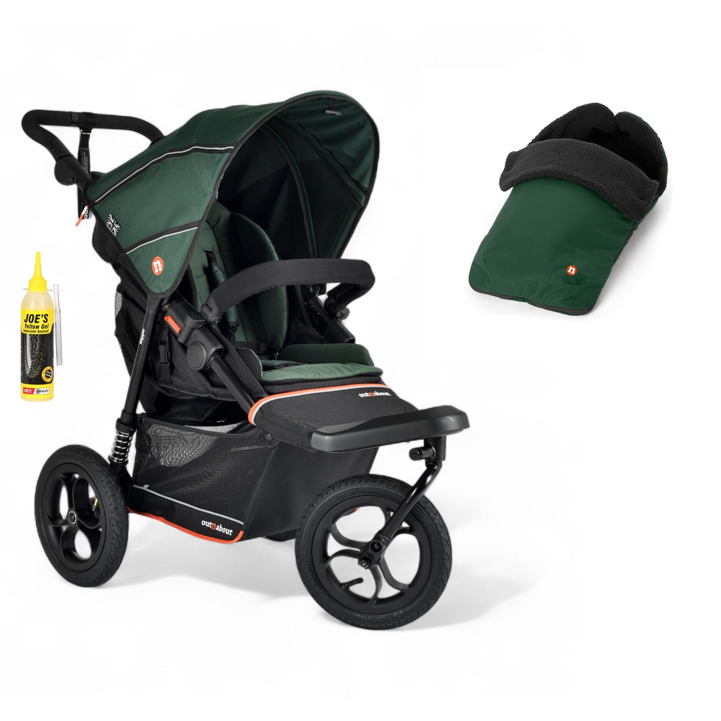 Out N About single V6 nipper in sycamore green with footmuff