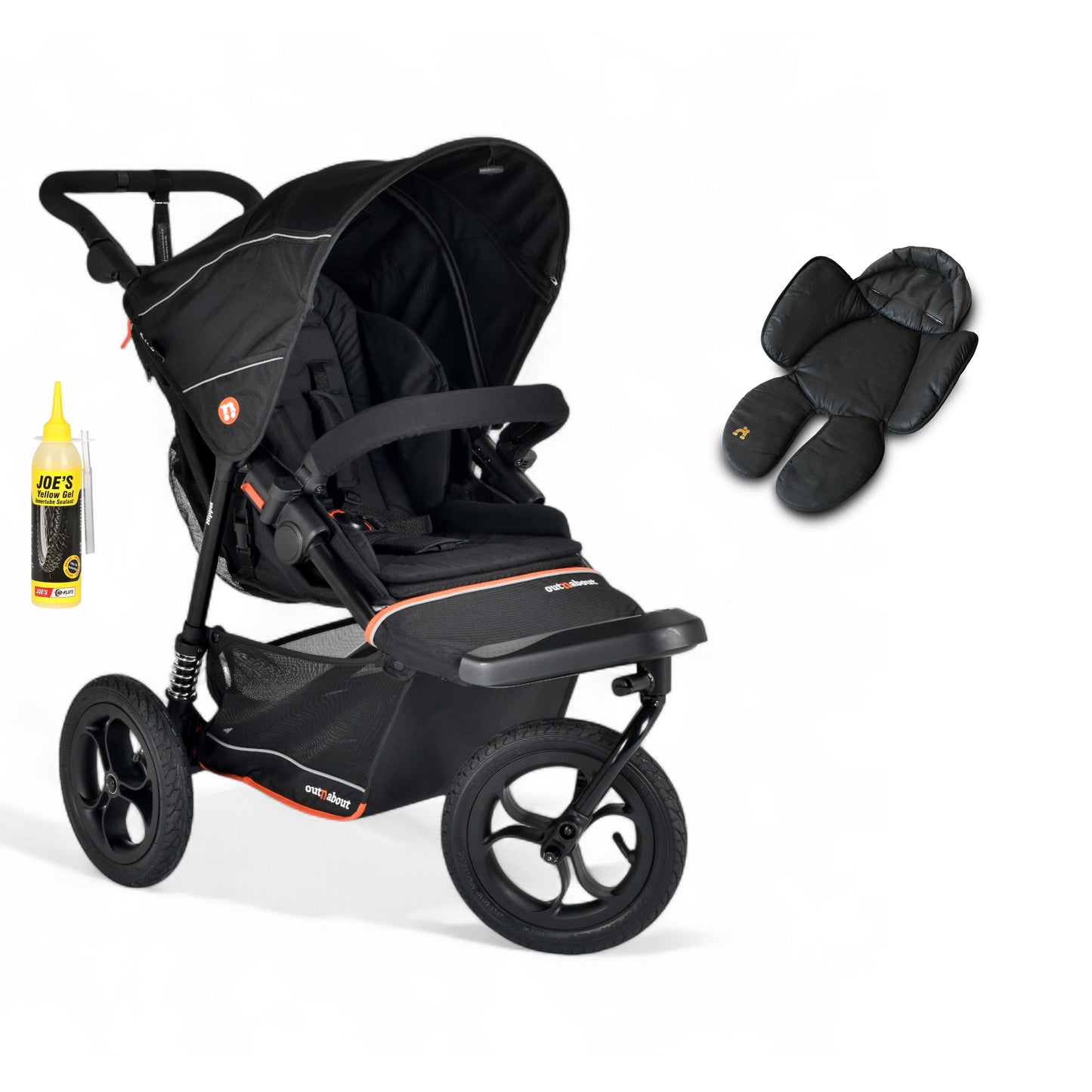 Out N About single V6 nipper in summit black with  newborn insert