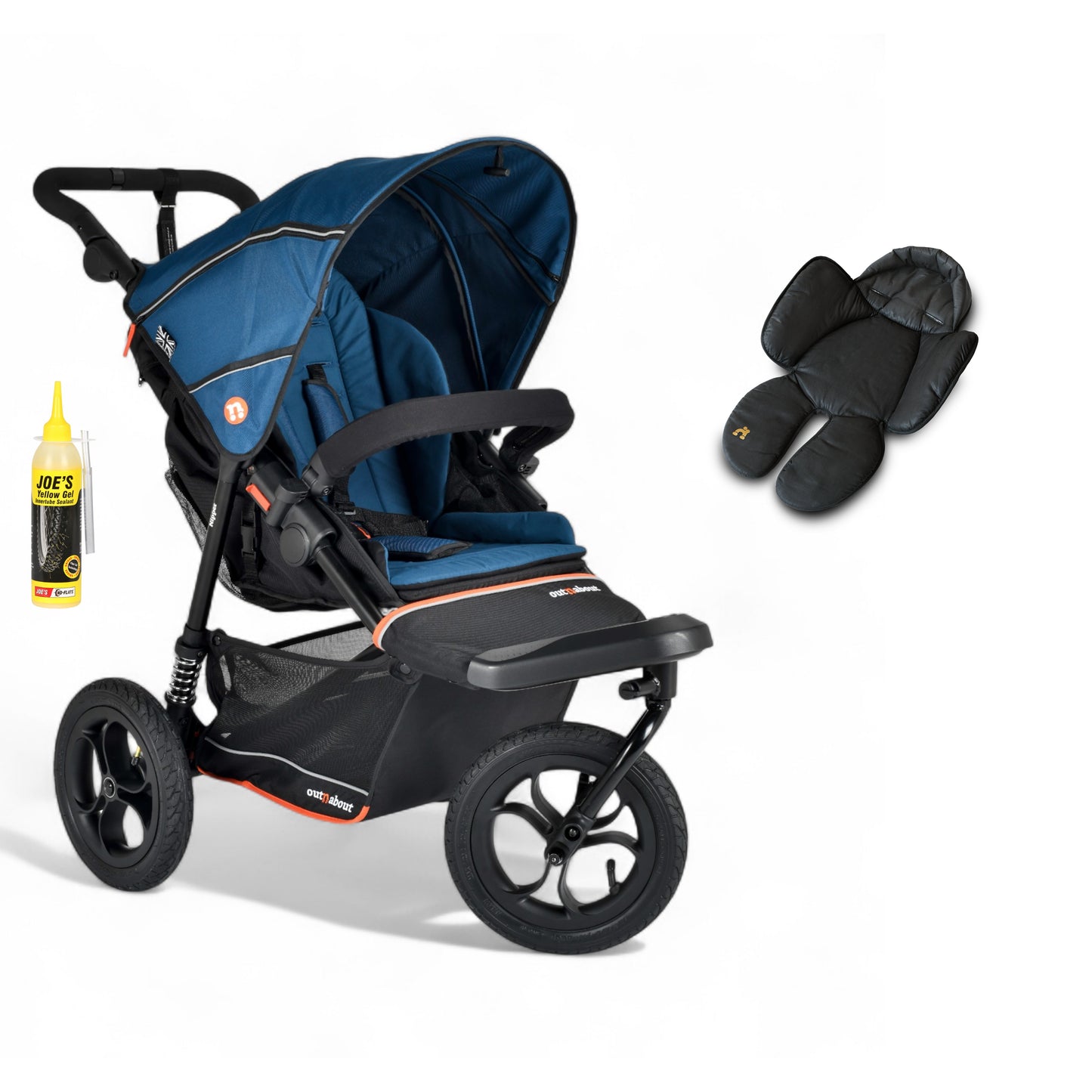 Out N About single V6 nipper in highland blue with newborn insert