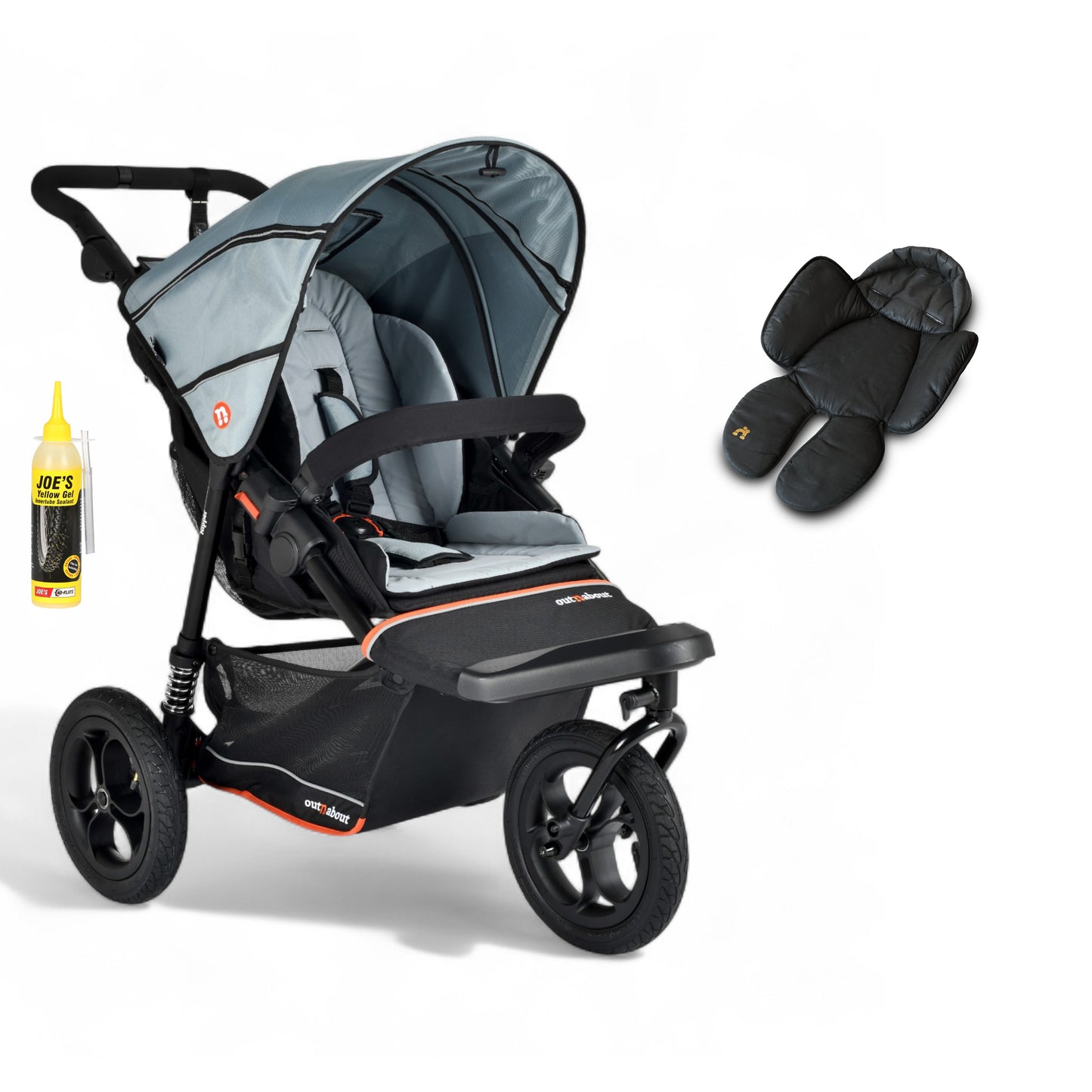 Out N About single V6 nipper in rocksalt grey with newborn insert