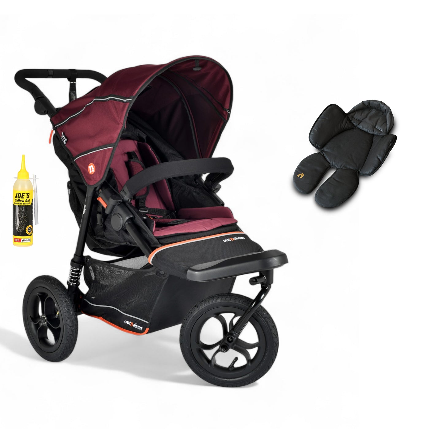 Out N About single V6 nipper in brambleberry red with newborn insert