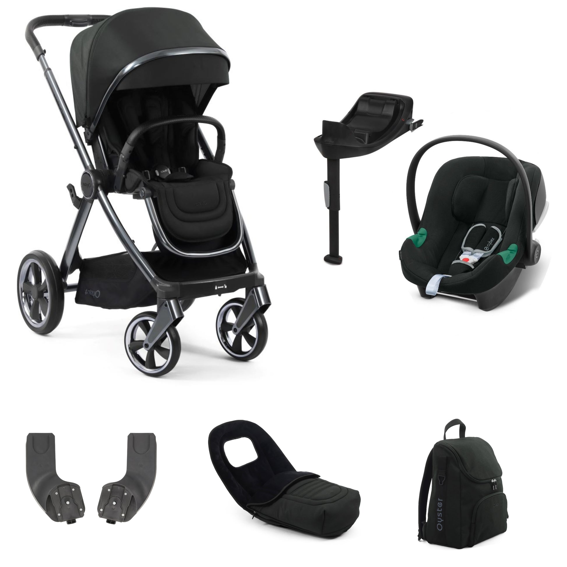 Oyster 4 Stroller Black Olive with atonb2 car seat