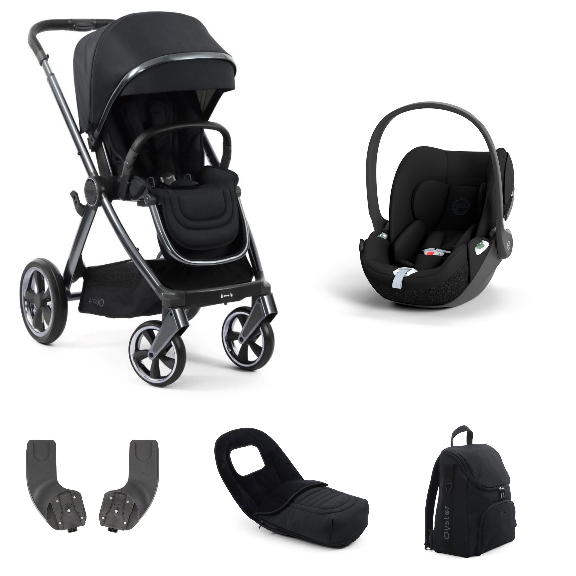 Oyster 4 Stroller Carbonite with accessories,  and a cloud t