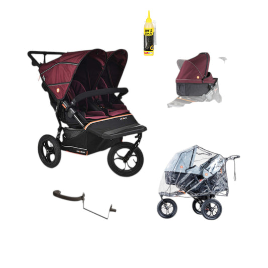 Out n About Nipper V6 Double Newborn and Toddler Bundle in Bramble berry red