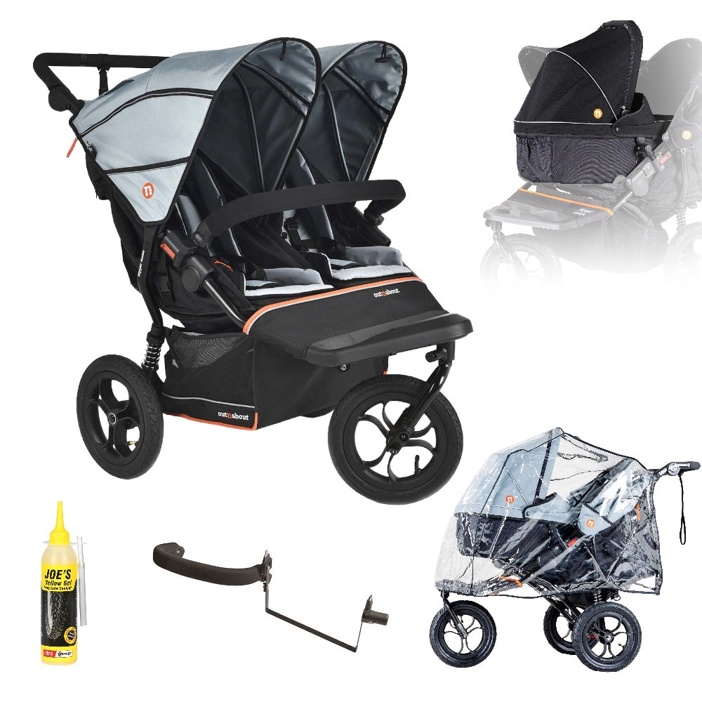 Out n About Nipper V6 Double Newborn and Toddler Bundle in Rocksalt Grey
