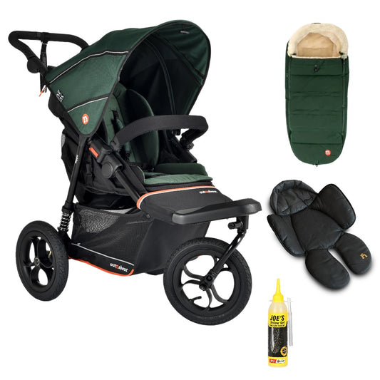 Out N About single V6 nipper in sycamore green with footmuff and newborn insert