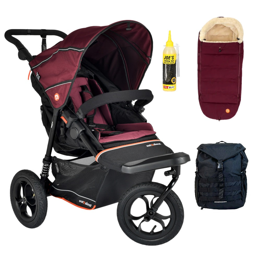 Out n About Nipper V6 Single Adventure Bundle in Bramble Berry Red