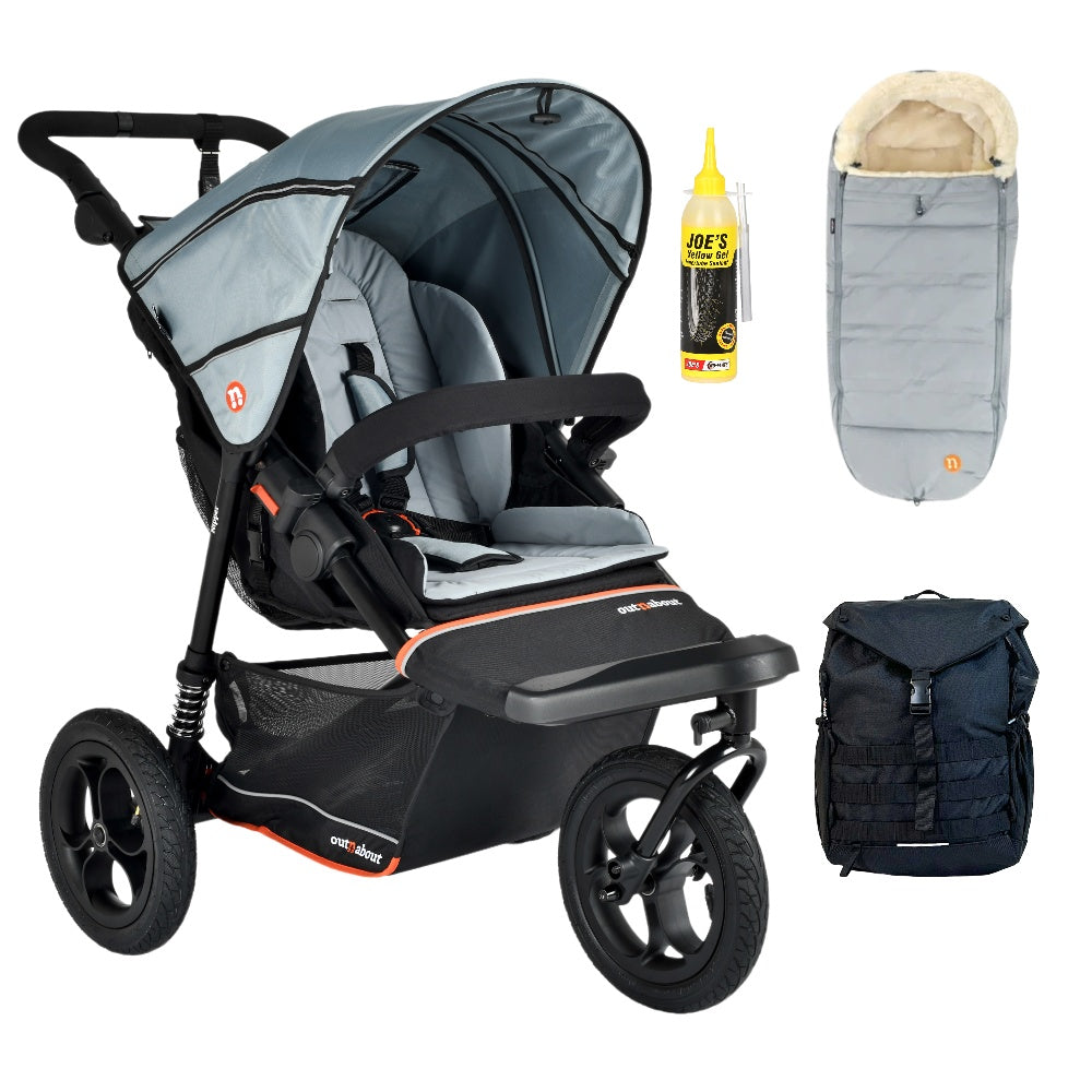 Out n About Nipper V6 Single Adventure Bundle in Rocksalt Grey