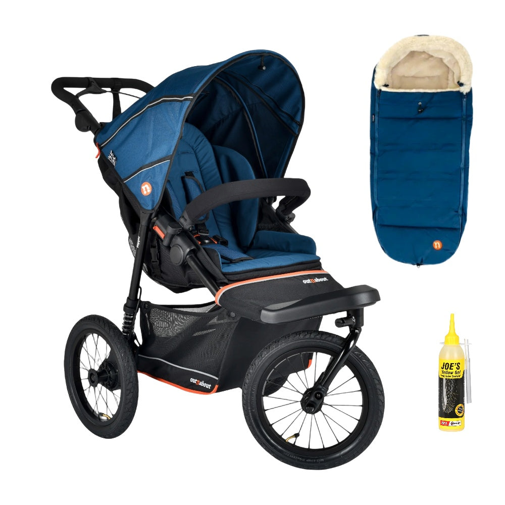 Out n About Nipper PLUS V6 Single in Highland Blue colour way with 1 footmuff.