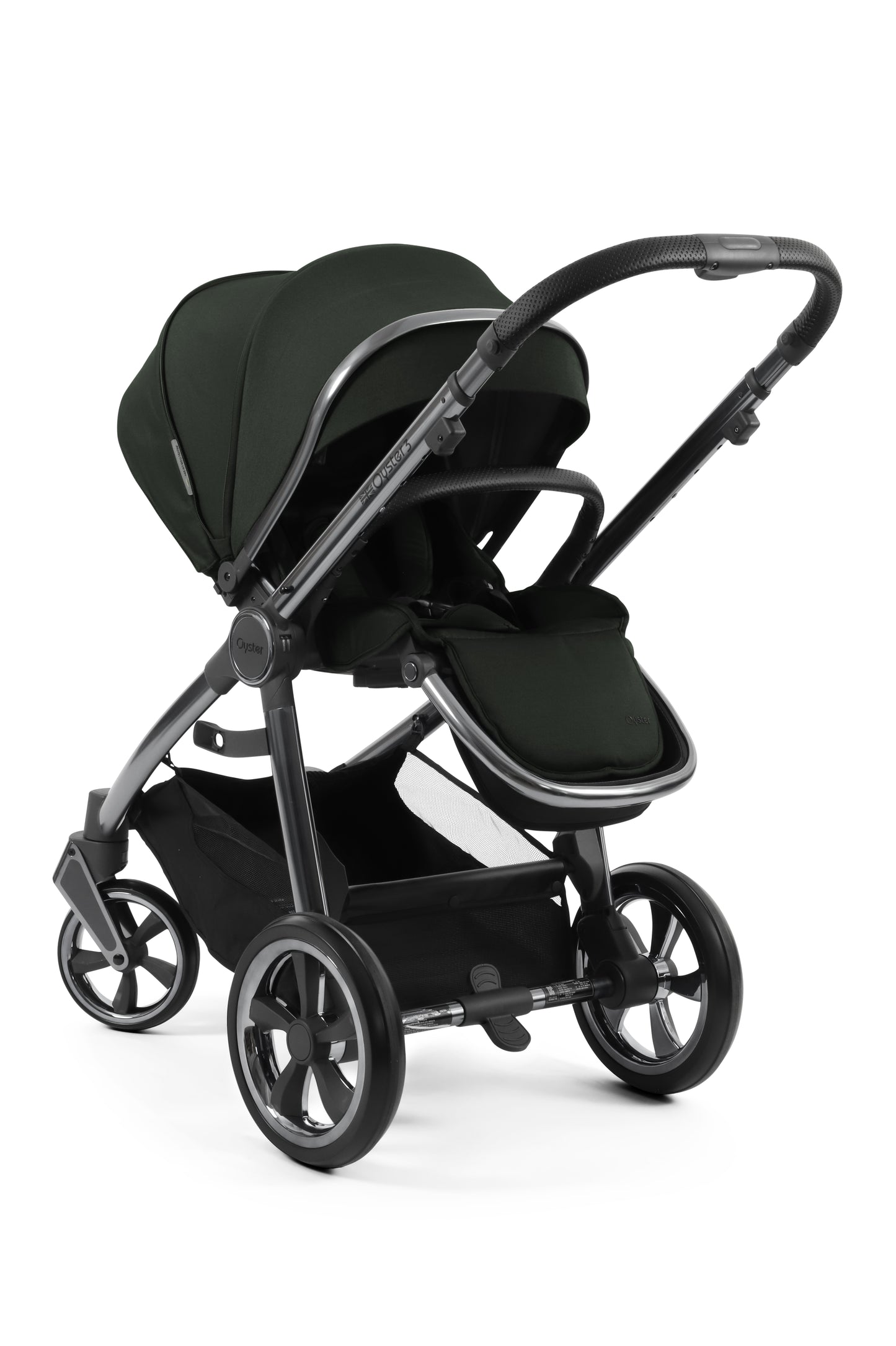 Oyster 3 Stroller in Black Olive showcasing handle on frame 