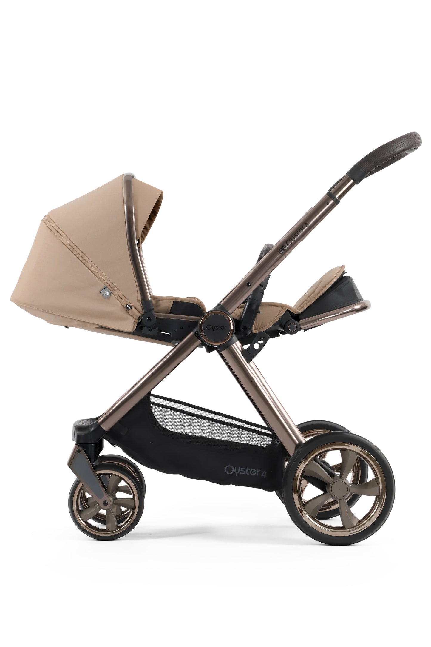 Oyster 4 Stroller in Fawn Beige colourway.