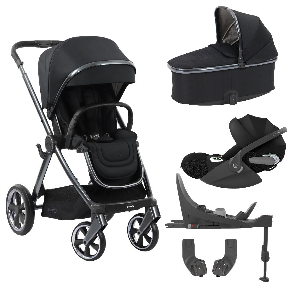 Oyster4 stroller & carrycot in Carbonite colourway with Cybex Cloud T car seat & isofix base.