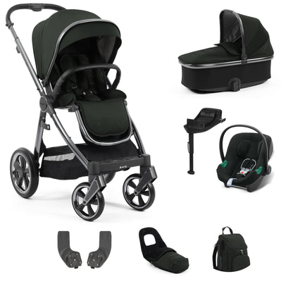 Oyster stroller in black olive with accessories and an Aton b2 and base