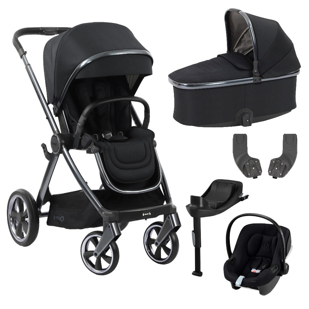Oyster 4 stroller & carrycot in Carbonite colourway with Cybex aton B2 car seat & base.