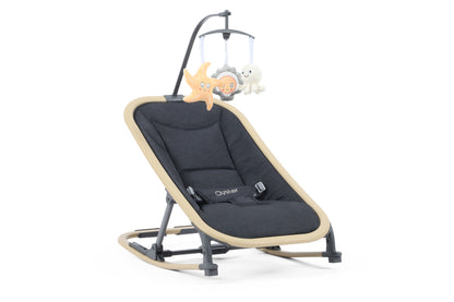 Oyster Rocker swing in carbonite providing comfortable environment for baby