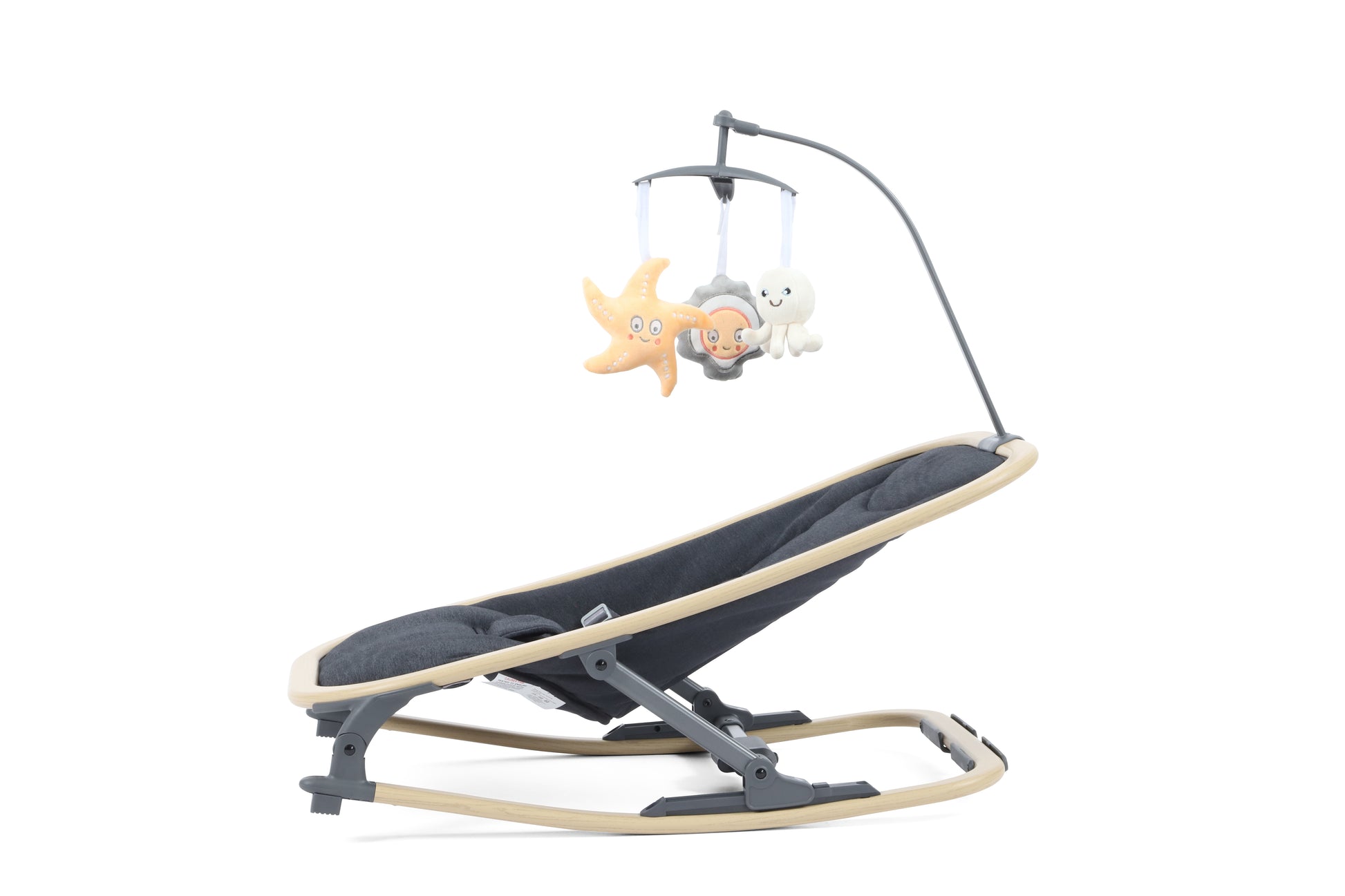 Oyster Rocker swing in carbonite providing comfortable environment for baby