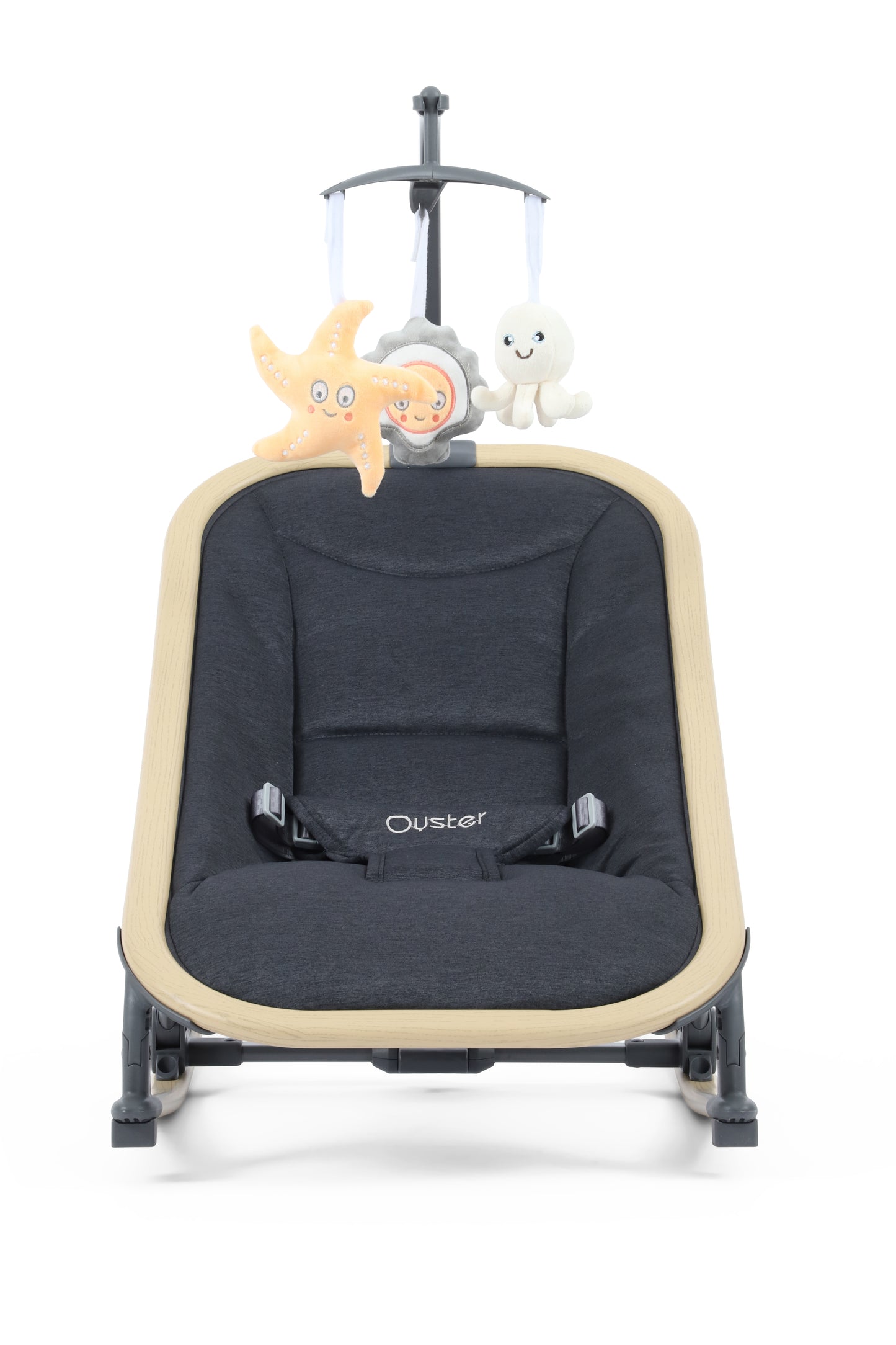 Oyster Rocker swing in carbonite providing comfortable environment for baby