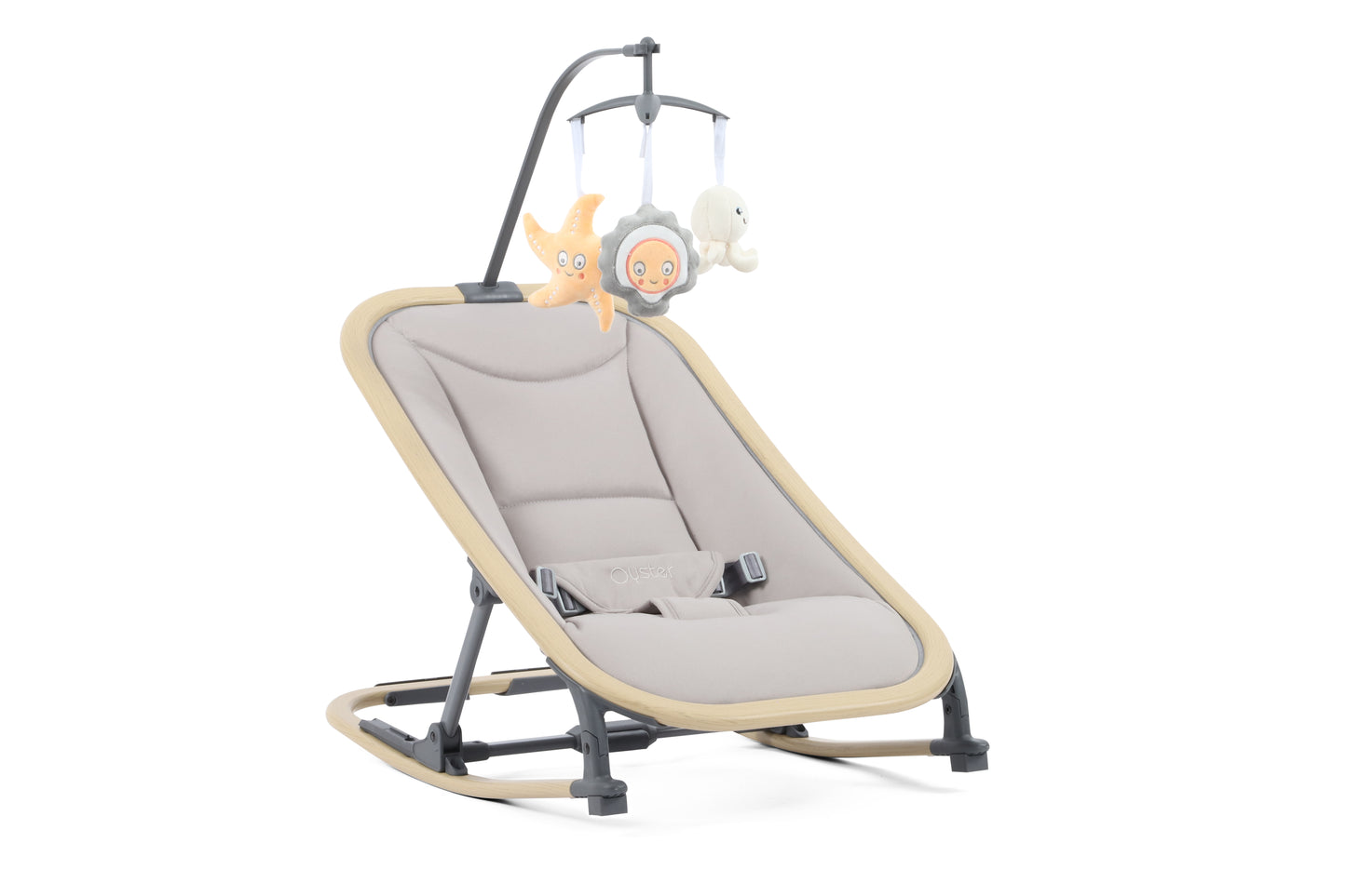 Oyster Rocker swing in stone providing comfortable environment for baby