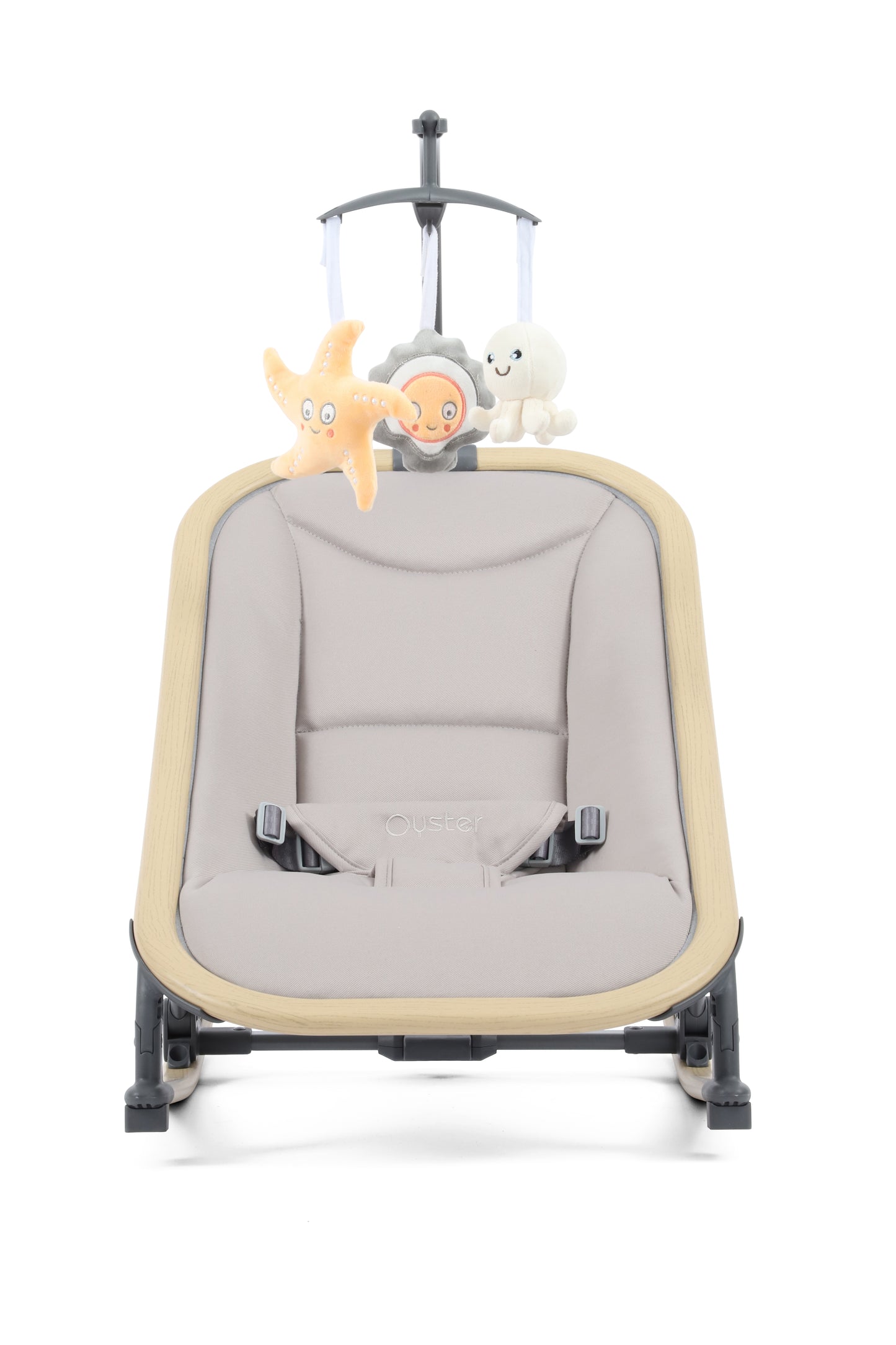Oyster Rocker swing in stone providing comfortable environment for baby