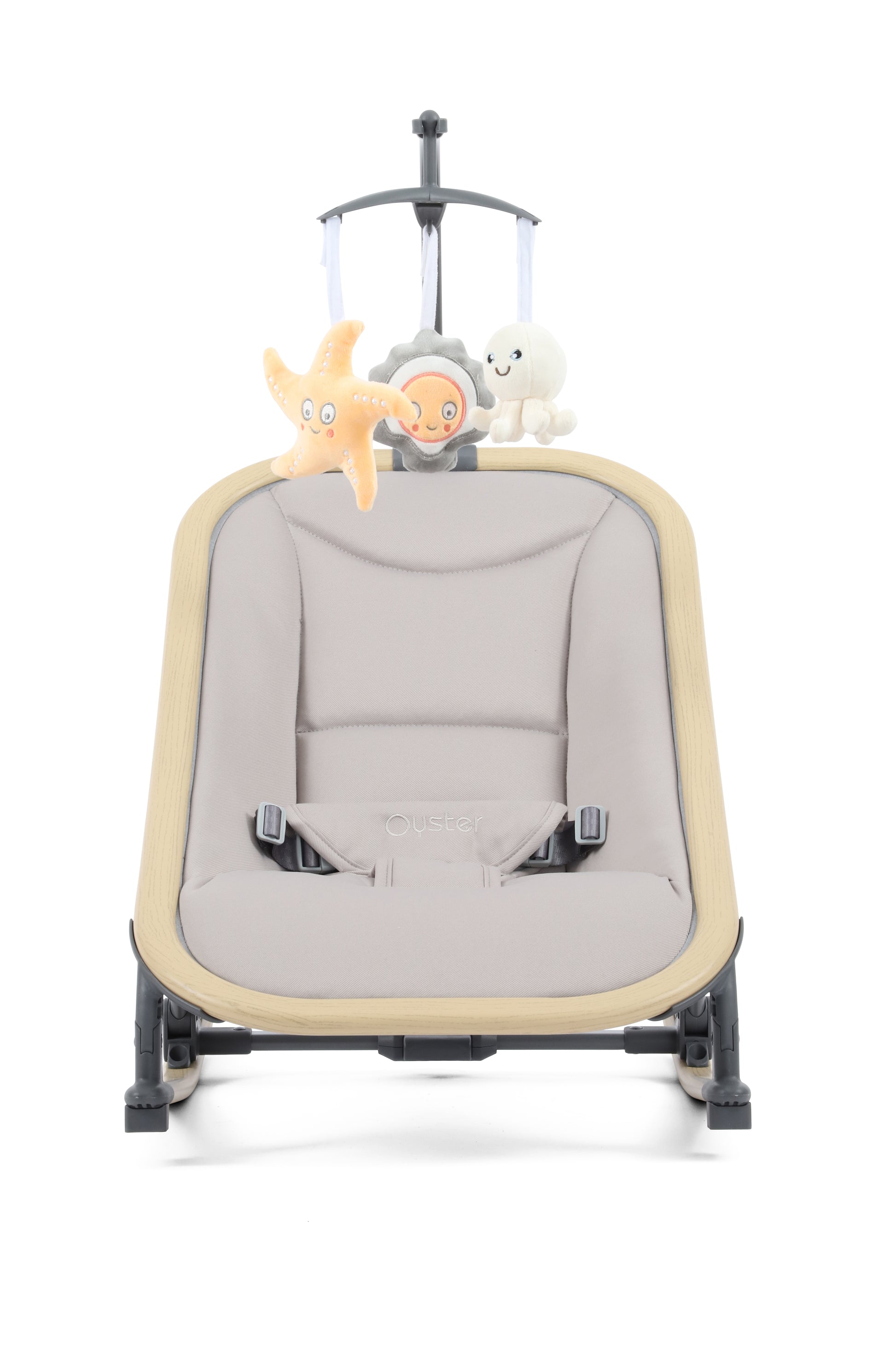 Oyster Rocker swing in stone providing comfortable environment for baby