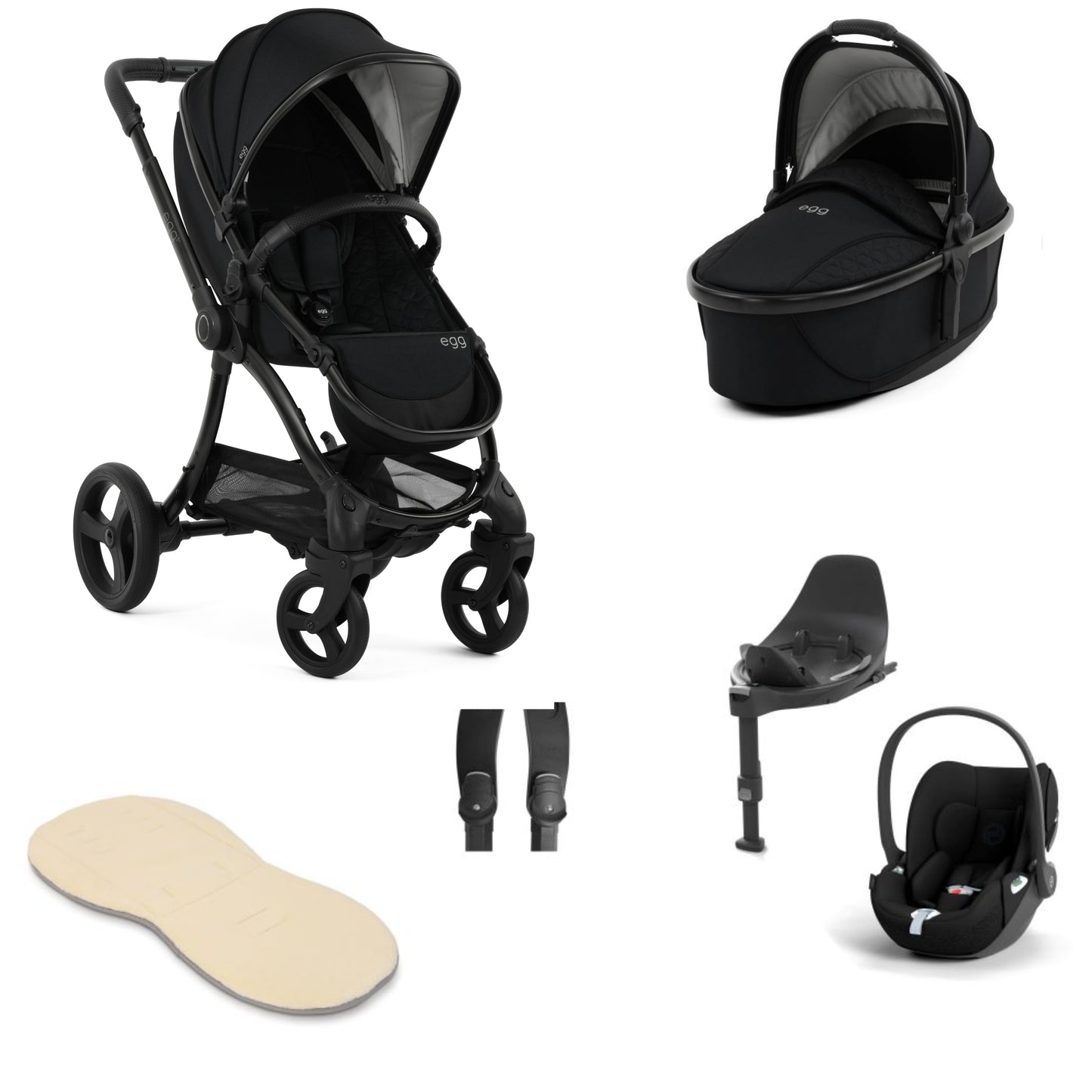 Egg 3 stroller in Panther with cloud t and base 