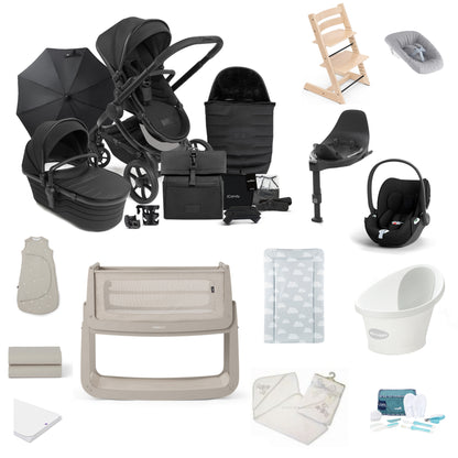 Icandy Peach 7 Pushchair & carrycot in STUDIO, complete with all babies essential including car seat, tripp trapp highchair, crib and bath.