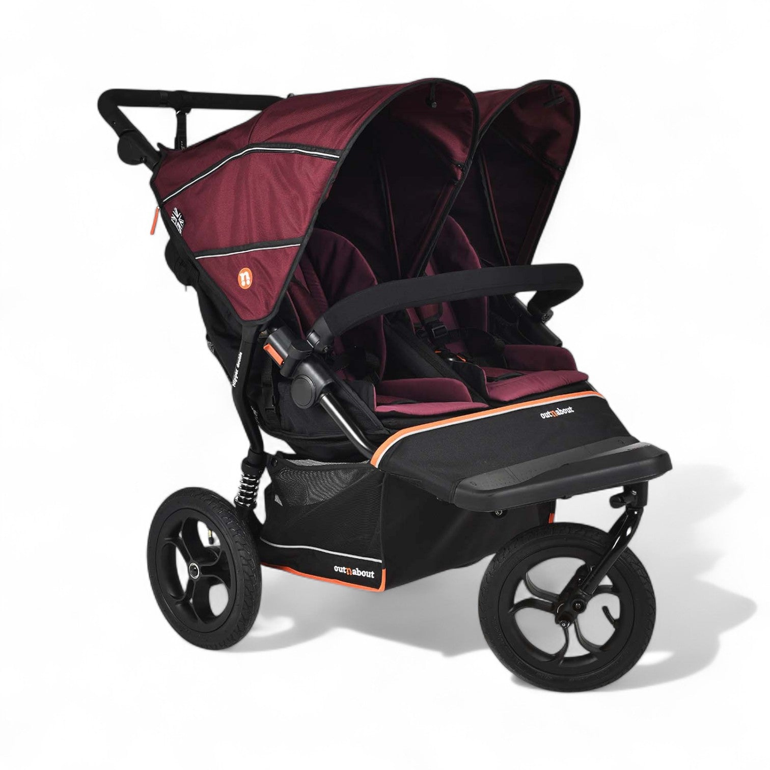 Out n About Nipper V6 Double Newborn and Toddler Bundle in Bramble berry red