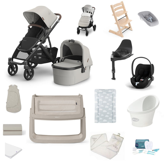 UPPAbaby Vista V3 Pushchair & carrycot in savannah, complete with all babies essential including car seat, tripp trapp highchair, crib and bath.